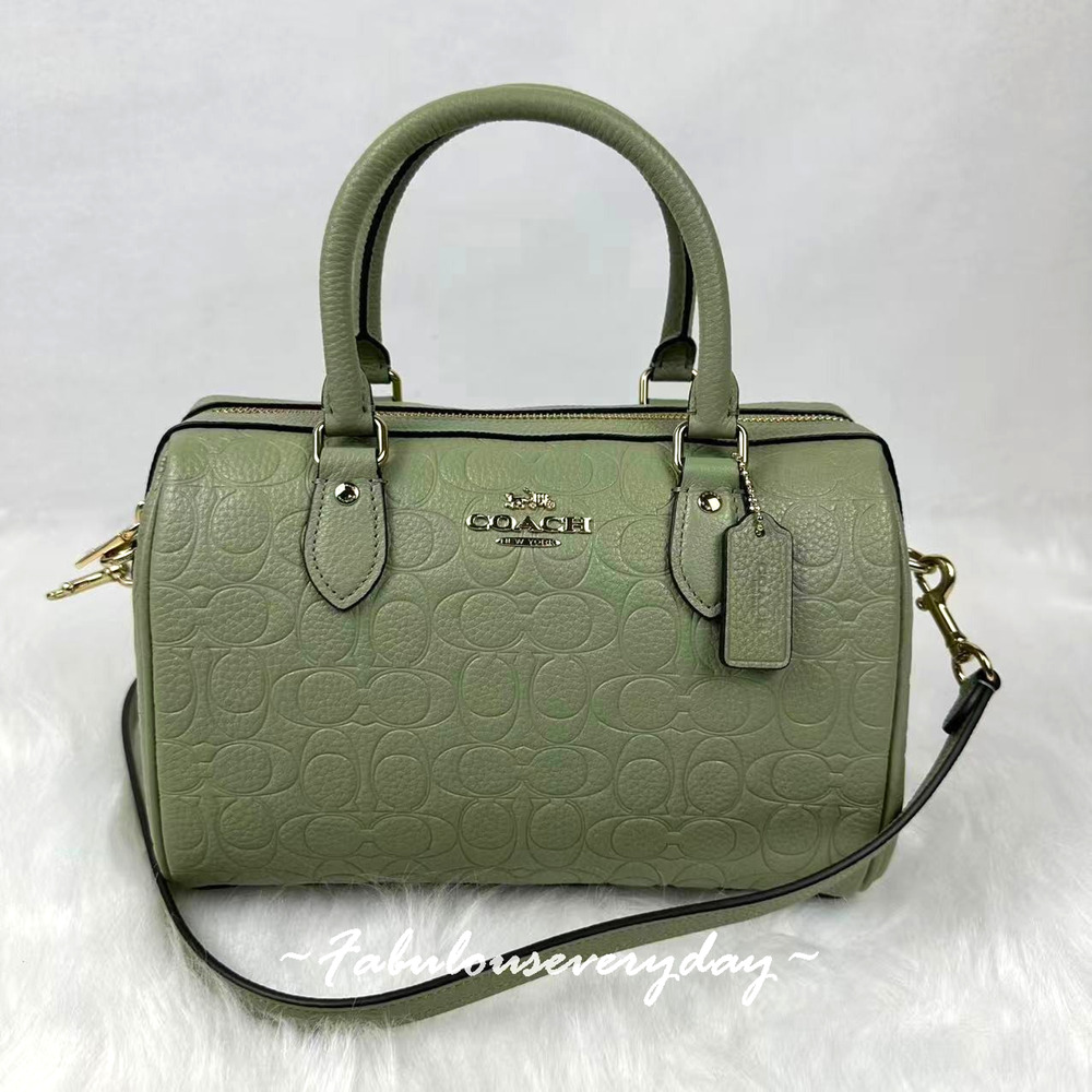 Coach Rowan Satchel Bag Crossbody In Signature Leather Gold/Pistachio CEW03 NWT